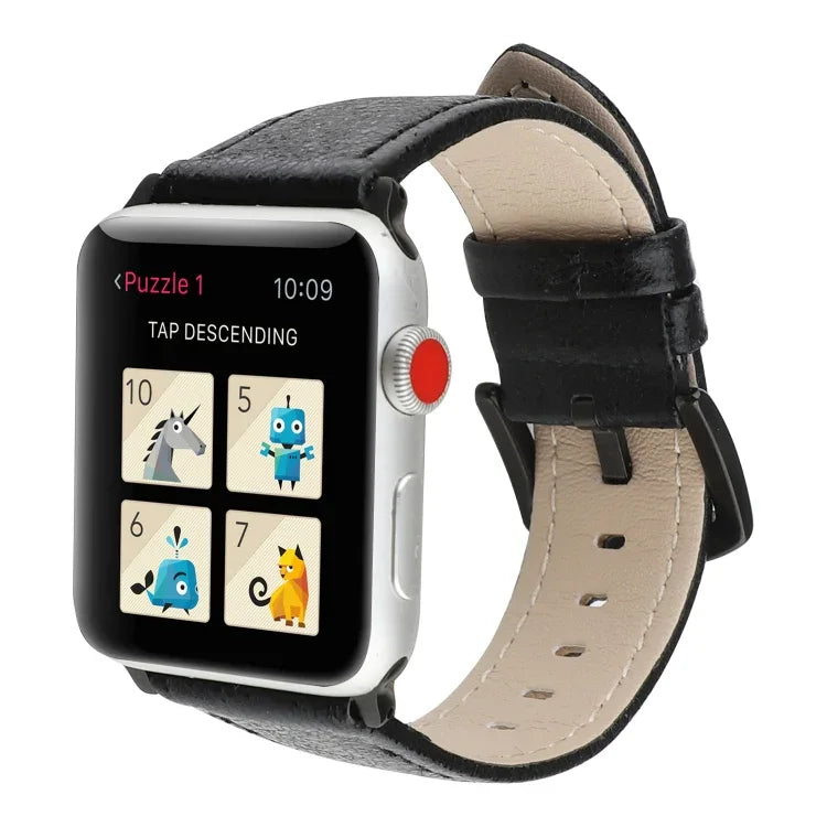 สายหนังแท้กลิตเตอร์สำหรับ Apple Watch Series, 7 41มม. / 6&SE&5&4 40มม. / 3&2&1 38มม., 7 45มม. / 6&SE&5&4 44มม. / 3&2&1 42มม.