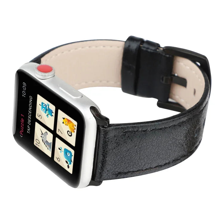 สายหนังแท้กลิตเตอร์สำหรับ Apple Watch Series, 7 41มม. / 6&SE&5&4 40มม. / 3&2&1 38มม., 7 45มม. / 6&SE&5&4 44มม. / 3&2&1 42มม.