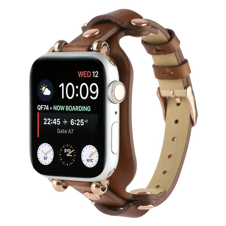 สายรัดนาฬิกาหนังแท้สำหรับ Apple Watch Series, 7 41มม. / 6&SE&5&4 40มม. / 3&2&1 38มม., 7 45มม. / 6&SE&5&4 44มม. / 3&2&1 42มม.