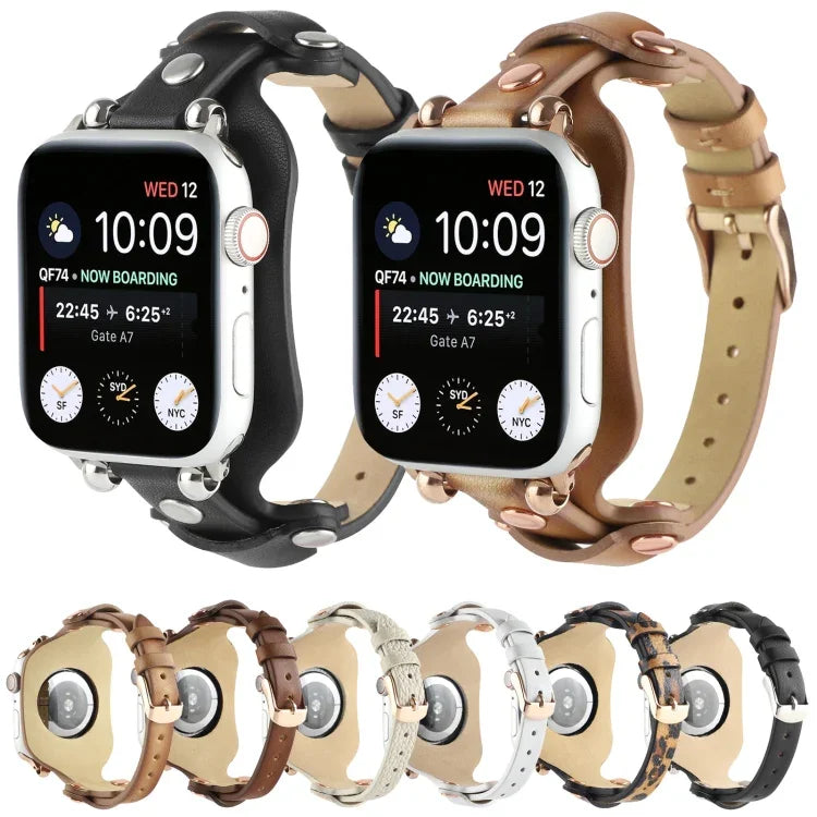 สายรัดนาฬิกาหนังแท้สำหรับ Apple Watch Series, 7 41มม. / 6&SE&5&4 40มม. / 3&2&1 38มม., 7 45มม. / 6&SE&5&4 44มม. / 3&2&1 42มม.
