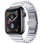 สายรัดนาฬิกาสแตนเลสแบบเม็ดเดียวพร้อมหัวเข็มขัดรูปผีเสื้อสำหรับ Apple Watch Series, สำหรับ Apple Watch Series 8&7 41มม., สำหรับ Apple Watch Ultra 49มม. / Series 8&7 45มม., 7 41มม. / 6&SE&5&4 40มม. / 3&2&1 38มม., 7 45มม. / 6&SE&5&4 44มม. / 3&2&1 42มม.
