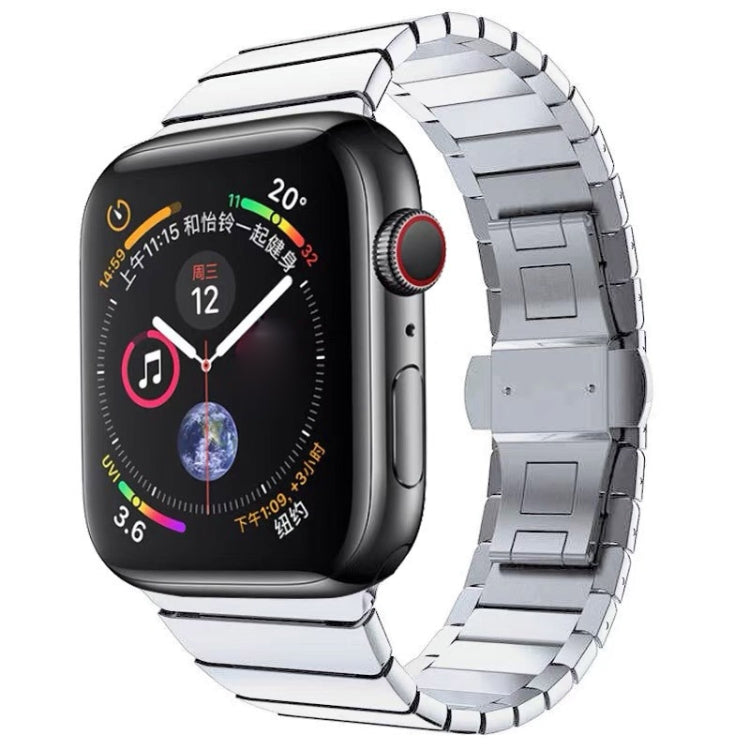สายรัดนาฬิกาสแตนเลสแบบเม็ดเดียวพร้อมหัวเข็มขัดรูปผีเสื้อสำหรับ Apple Watch Series, สำหรับ Apple Watch Series 8&7 41มม., สำหรับ Apple Watch Ultra 49มม. / Series 8&7 45มม., 7 41มม. / 6&SE&5&4 40มม. / 3&2&1 38มม., 7 45มม. / 6&SE&5&4 44มม. / 3&2&1 42มม.
