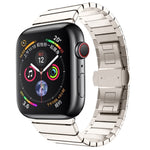 สายรัดนาฬิกาสแตนเลสแบบเม็ดเดียวพร้อมหัวเข็มขัดรูปผีเสื้อสำหรับ Apple Watch Series, สำหรับ Apple Watch Series 8&7 41มม., สำหรับ Apple Watch Ultra 49มม. / Series 8&7 45มม., 7 41มม. / 6&SE&5&4 40มม. / 3&2&1 38มม., 7 45มม. / 6&SE&5&4 44มม. / 3&2&1 42มม.