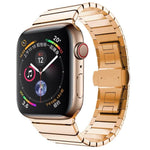 สายรัดนาฬิกาสแตนเลสแบบเม็ดเดียวพร้อมหัวเข็มขัดรูปผีเสื้อสำหรับ Apple Watch Series, สำหรับ Apple Watch Series 8&7 41มม., สำหรับ Apple Watch Ultra 49มม. / Series 8&7 45มม., 7 41มม. / 6&SE&5&4 40มม. / 3&2&1 38มม., 7 45มม. / 6&SE&5&4 44มม. / 3&2&1 42มม.