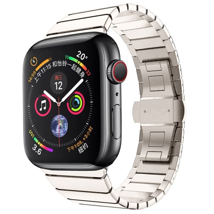 สายรัดนาฬิกาสแตนเลสแบบเม็ดเดียวพร้อมหัวเข็มขัดรูปผีเสื้อสำหรับ Apple Watch Series, สำหรับ Apple Watch Series 8&7 41มม., สำหรับ Apple Watch Ultra 49มม. / Series 8&7 45มม., 7 41มม. / 6&SE&5&4 40มม. / 3&2&1 38มม., 7 45มม. / 6&SE&5&4 44มม. / 3&2&1 42มม.