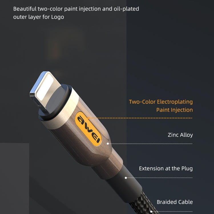 สายชาร์จข้อมูลเร็ว awei CL-125L Type-C / USB-C เป็น 8 พิน ความยาว: 1 เมตร