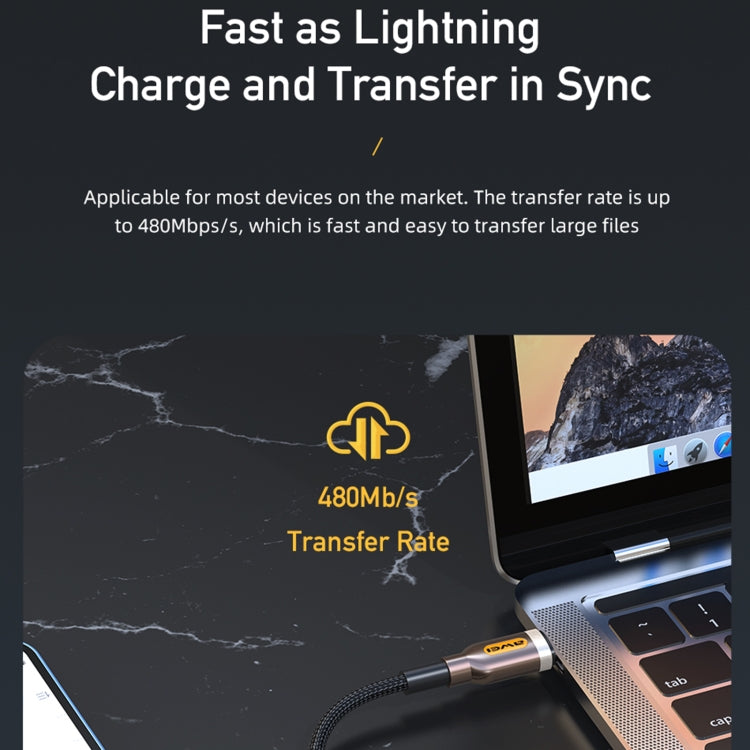สายชาร์จข้อมูลเร็ว awei CL-125L Type-C / USB-C เป็น 8 พิน ความยาว: 1 เมตร