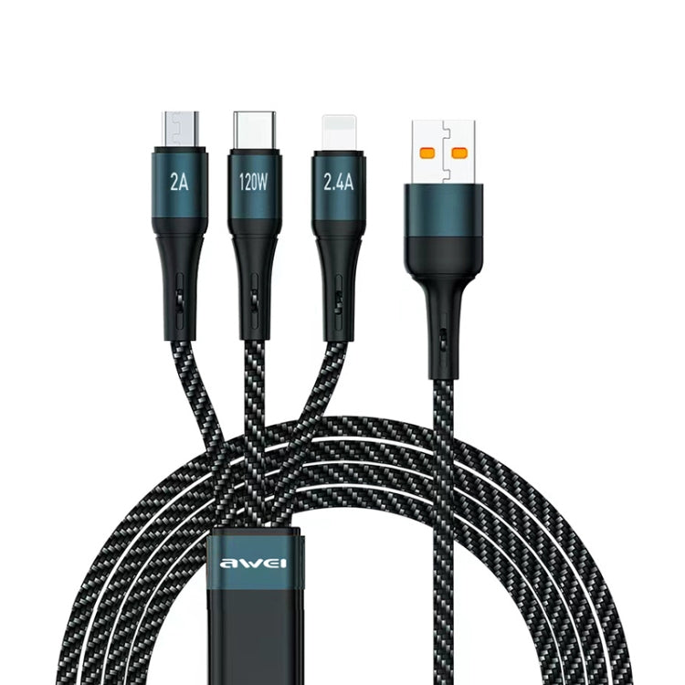 สายชาร์จข้อมูลเร็ว 3 in 1 awei CL-972 Type-C / USB-C + 8 พิน + Micro USB ความยาว: 1.2 เมตร