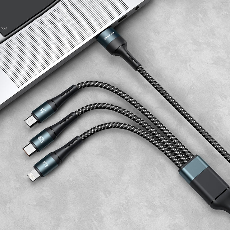สายชาร์จข้อมูลเร็ว 3 in 1 awei CL-972 Type-C / USB-C + 8 พิน + Micro USB ความยาว: 1.2 เมตร