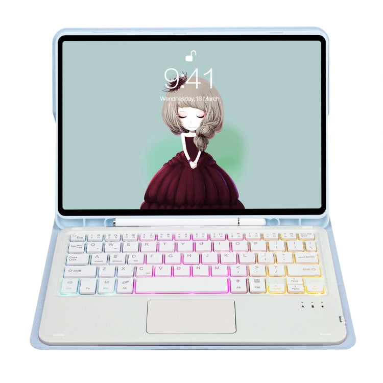 เคสหนังสำหรับแท็บเล็ต T07B-AS พร้อมช่องเสียบปากกา, แป้นพิมพ์บลูทูธแบบทัชแพดที่ให้ความรู้สึกเหมือนหนัง สำหรับ iPad 9.7 2018&2017 / Pro 9.7 / Air 2, สำหรับ iPad 10.2 2021&2020&2019/Air 2019/Pro 10.5, สำหรับ iPad Air 11 2025 / 2024 / Pro 11 2021&2020&2018