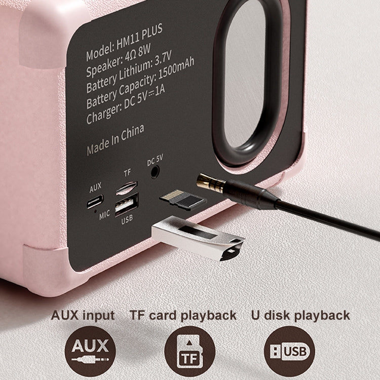 ลำโพงบลูทูธไร้สายพกพา HIFI มินิย้อนยุค HM11 PLUS, HM11 PLUS (สีเหลือง), HM11 PLUS (สีดำ), HM11 PLUS (สีม่วง), HM11 PLUS (สีชมพู), HM11 PLUS (สีเขียว)