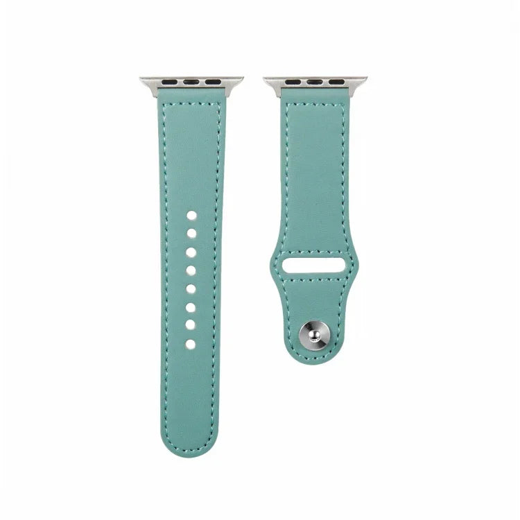 สายรัดนาฬิกาหนังพร้อมหัวเข็มขัดสีเงินแบบตะปูสำหรับ Apple Watch Series, 7 41มม. / 6&SE&5&4 40มม. / 3&2&1 38มม., 7 45มม. / 6&SE&5&4 44มม. / 3&2&1 42มม.