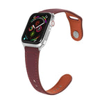 สายรัดนาฬิกาหนังพร้อมหัวเข็มขัดสีเงินแบบตะปูสำหรับ Apple Watch Series, 7 41มม. / 6&SE&5&4 40มม. / 3&2&1 38มม., 7 45มม. / 6&SE&5&4 44มม. / 3&2&1 42มม.
