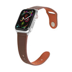 สายรัดนาฬิกาหนังพร้อมหัวเข็มขัดสีเงินแบบตะปูสำหรับ Apple Watch Series, 7 41มม. / 6&SE&5&4 40มม. / 3&2&1 38มม., 7 45มม. / 6&SE&5&4 44มม. / 3&2&1 42มม.