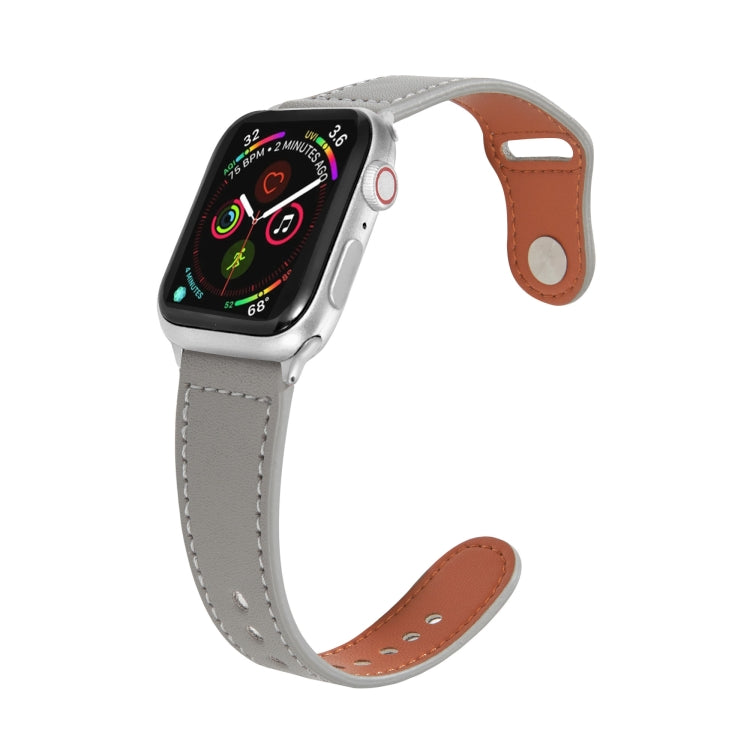 สายรัดนาฬิกาหนังพร้อมหัวเข็มขัดสีเงินแบบตะปูสำหรับ Apple Watch Series, 7 41มม. / 6&SE&5&4 40มม. / 3&2&1 38มม., 7 45มม. / 6&SE&5&4 44มม. / 3&2&1 42มม.