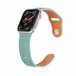 สายรัดนาฬิกาหนังพร้อมหัวเข็มขัดสีเงินแบบตะปูสำหรับ Apple Watch Series, 7 41มม. / 6&SE&5&4 40มม. / 3&2&1 38มม., 7 45มม. / 6&SE&5&4 44มม. / 3&2&1 42มม.