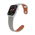 สายรัดนาฬิกาหนังพร้อมหัวเข็มขัดสีเงินแบบตะปูสำหรับ Apple Watch Series, 7 41มม. / 6&SE&5&4 40มม. / 3&2&1 38มม., 7 45มม. / 6&SE&5&4 44มม. / 3&2&1 42มม.