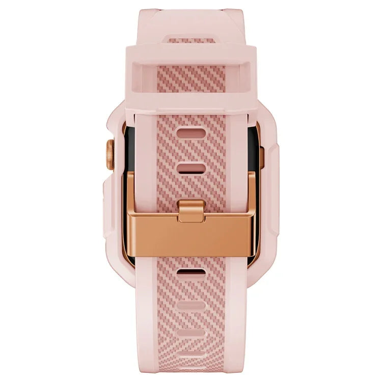 สายรัดนาฬิกาซิลิโคนลายคาร์บอนไฟเบอร์แบบบูรณาการสำหรับ Apple Watch Series, 7 41มม. / 6&SE&5&4 40มม. / 3&2&1 38มม., 7 45มม. / 6&SE&5&4 44มม. / 3&2&1 42มม.