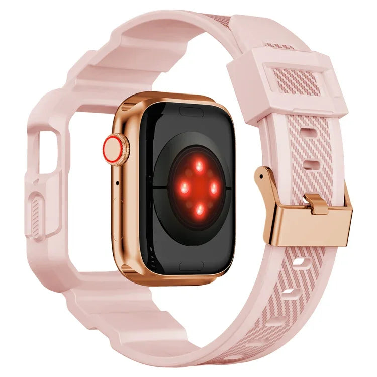 สายรัดนาฬิกาซิลิโคนลายคาร์บอนไฟเบอร์แบบบูรณาการสำหรับ Apple Watch Series, 7 41มม. / 6&SE&5&4 40มม. / 3&2&1 38มม., 7 45มม. / 6&SE&5&4 44มม. / 3&2&1 42มม.
