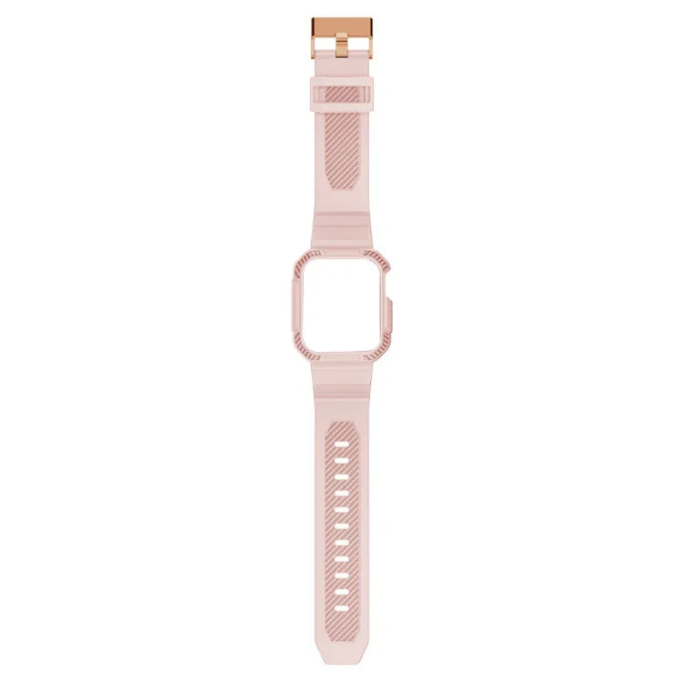 สายรัดนาฬิกาซิลิโคนลายคาร์บอนไฟเบอร์แบบบูรณาการสำหรับ Apple Watch Series, 7 41มม. / 6&SE&5&4 40มม. / 3&2&1 38มม., 7 45มม. / 6&SE&5&4 44มม. / 3&2&1 42มม.