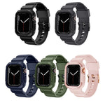 สายรัดนาฬิกาซิลิโคนลายคาร์บอนไฟเบอร์แบบบูรณาการสำหรับ Apple Watch Series, 7 41มม. / 6&SE&5&4 40มม. / 3&2&1 38มม., 7 45มม. / 6&SE&5&4 44มม. / 3&2&1 42มม.