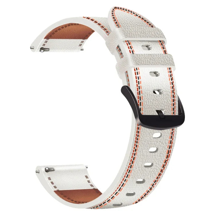 Sewing Thread Genuine Leather Watch Band, For Samsung Galaxy Watch 3 45mm, For Huawei Watch GT 3 46mm