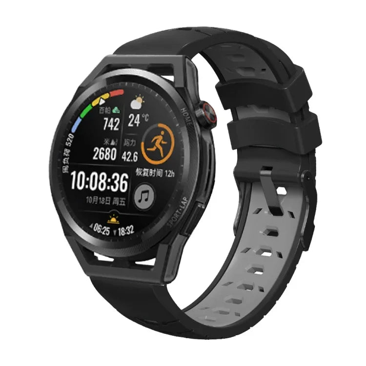สายซิลิโคนรูสามแถวรูปทรงสี่เหลี่ยมคางหมู สำหรับ Samsung Galaxy Watch 4 / Watch4 Classic, Samsung Galaxy Watch ขนาด 42 มม., Samsung Galaxy Watch ขนาด 46 มม., Samsung Galaxy Watch Active