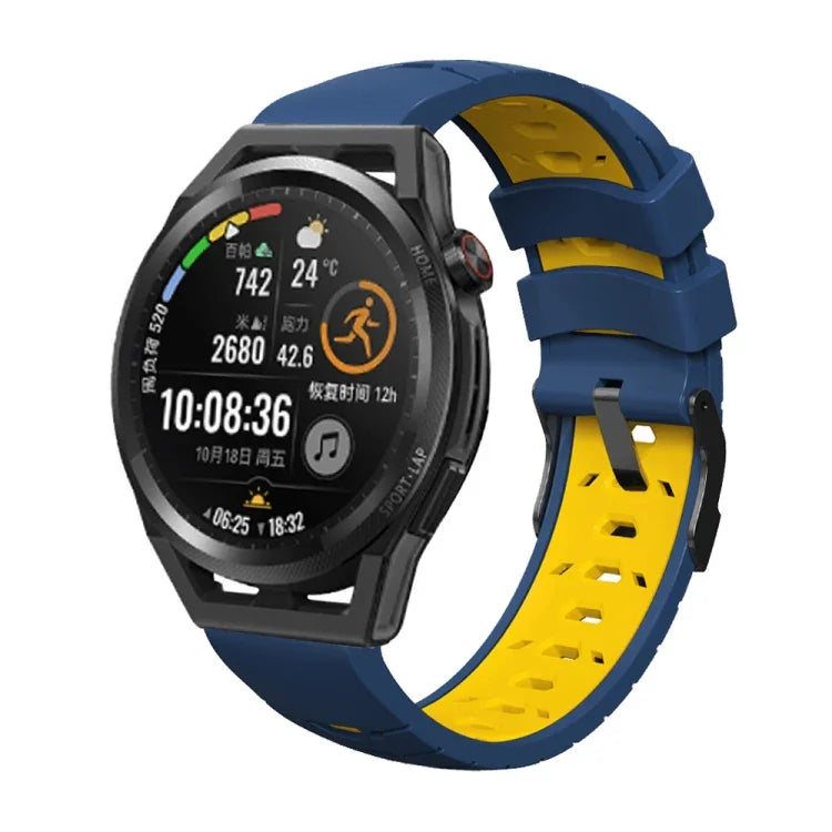 สายซิลิโคนรูสามแถวรูปทรงสี่เหลี่ยมคางหมู สำหรับ Samsung Galaxy Watch 4 / Watch4 Classic, Samsung Galaxy Watch ขนาด 42 มม., Samsung Galaxy Watch ขนาด 46 มม., Samsung Galaxy Watch Active