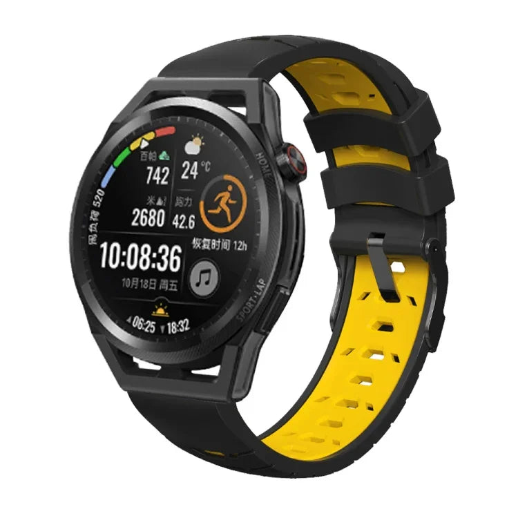 สายซิลิโคนรูสามแถวรูปทรงสี่เหลี่ยมคางหมู สำหรับ Samsung Galaxy Watch 4 / Watch4 Classic, Samsung Galaxy Watch ขนาด 42 มม., Samsung Galaxy Watch ขนาด 46 มม., Samsung Galaxy Watch Active