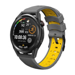 สายซิลิโคนรูสามแถวรูปทรงสี่เหลี่ยมคางหมู สำหรับ Samsung Galaxy Watch 4 / Watch4 Classic, Samsung Galaxy Watch ขนาด 42 มม., Samsung Galaxy Watch ขนาด 46 มม., Samsung Galaxy Watch Active