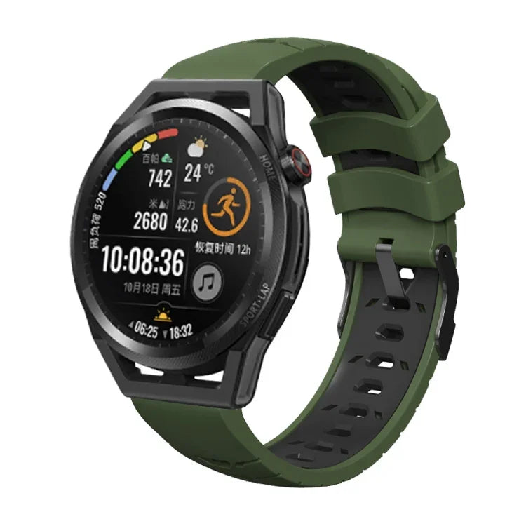 สายซิลิโคนรูสามแถวรูปทรงสี่เหลี่ยมคางหมู สำหรับ Samsung Galaxy Watch 4 / Watch4 Classic, Samsung Galaxy Watch ขนาด 42 มม., Samsung Galaxy Watch ขนาด 46 มม., Samsung Galaxy Watch Active