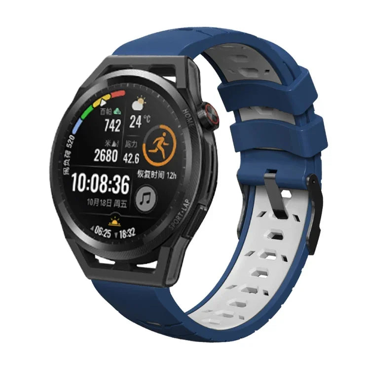 สายซิลิโคนรูสามแถวรูปทรงสี่เหลี่ยมคางหมู สำหรับ Samsung Galaxy Watch 4 / Watch4 Classic, Samsung Galaxy Watch ขนาด 42 มม., Samsung Galaxy Watch ขนาด 46 มม., Samsung Galaxy Watch Active