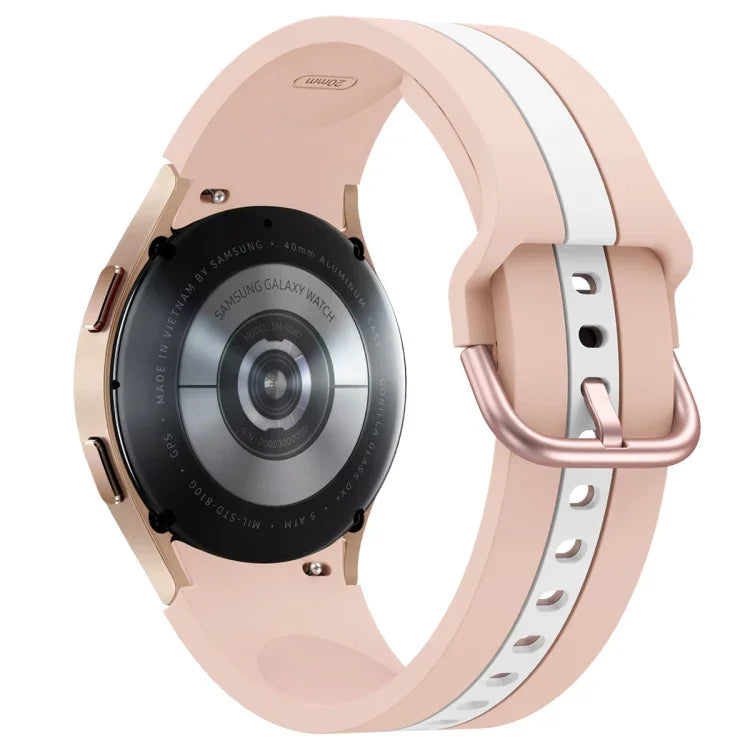 สายซิลิโคนลายเส้นแนวตั้งสามเส้นสองสี สำหรับ Samsung Galaxy Watch4 ขนาด 40/44 มม. / Watch4 Classic ขนาด 42/46 มม.