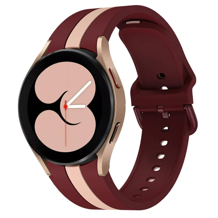 สายซิลิโคนลายเส้นแนวตั้งสามเส้นสองสี สำหรับ Samsung Galaxy Watch4 ขนาด 40/44 มม. / Watch4 Classic ขนาด 42/46 มม.