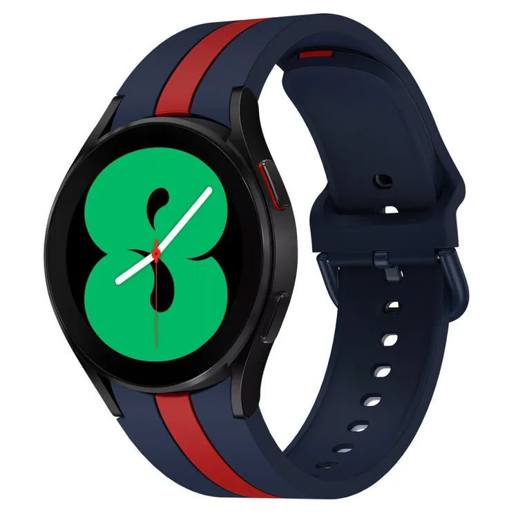 สายซิลิโคนลายเส้นแนวตั้งสามเส้นสองสี สำหรับ Samsung Galaxy Watch4 ขนาด 40/44 มม. / Watch4 Classic ขนาด 42/46 มม.