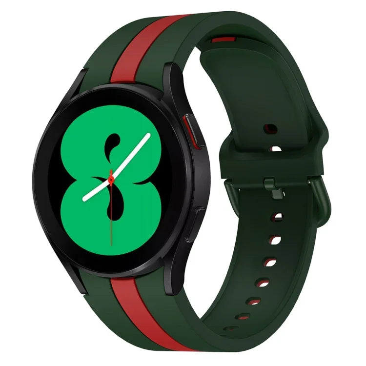 สายซิลิโคนลายเส้นแนวตั้งสามเส้นสองสี สำหรับ Samsung Galaxy Watch4 ขนาด 40/44 มม. / Watch4 Classic ขนาด 42/46 มม.