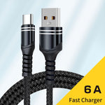 สายชาร์จ USB ลายถัก 6A ความยาวสาย: 1 เมตร USB-C / Type-C, Micro USB, 8 พิน