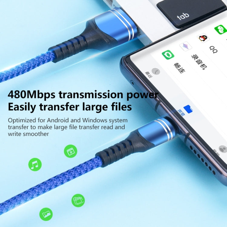 สายชาร์จ USB ลายถัก 6A ความยาวสาย: 1 เมตร USB-C / Type-C, Micro USB, 8 พิน