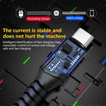 สายชาร์จ USB ลายถัก 6A ความยาวสาย: 1 เมตร USB-C / Type-C, Micro USB, 8 พิน
