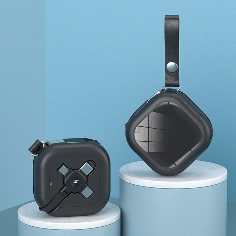 สายชาร์จโทรศัพท์แบบยืดหด 3 in 1 USB เป็น 8 พิน + Micro USB + USB-C / Type-C พร้อมที่วางโทรศัพท์มือถือ
