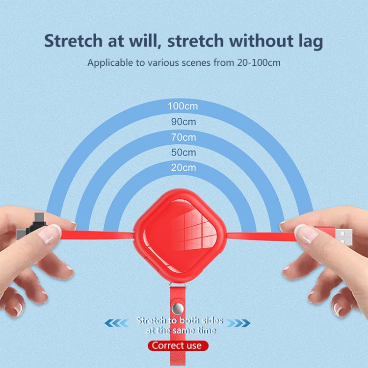สายชาร์จโทรศัพท์แบบยืดหด 3 in 1 USB เป็น 8 พิน + Micro USB + USB-C / Type-C พร้อมที่วางโทรศัพท์มือถือ