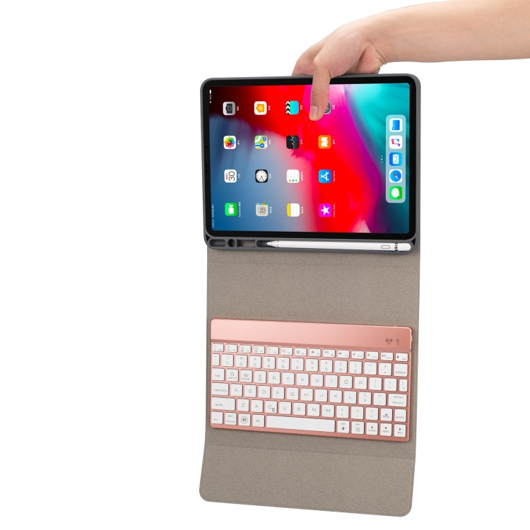 RK11A เคส TPU พร้อมไฟแบ็คไลท์หลากสี คีย์บอร์ดบลูทูธแบบพลิกแนวนอนสำหรับ iPad Pro 11 2020 / 2018 พร้อมที่วางและช่องใส่ปากกา
