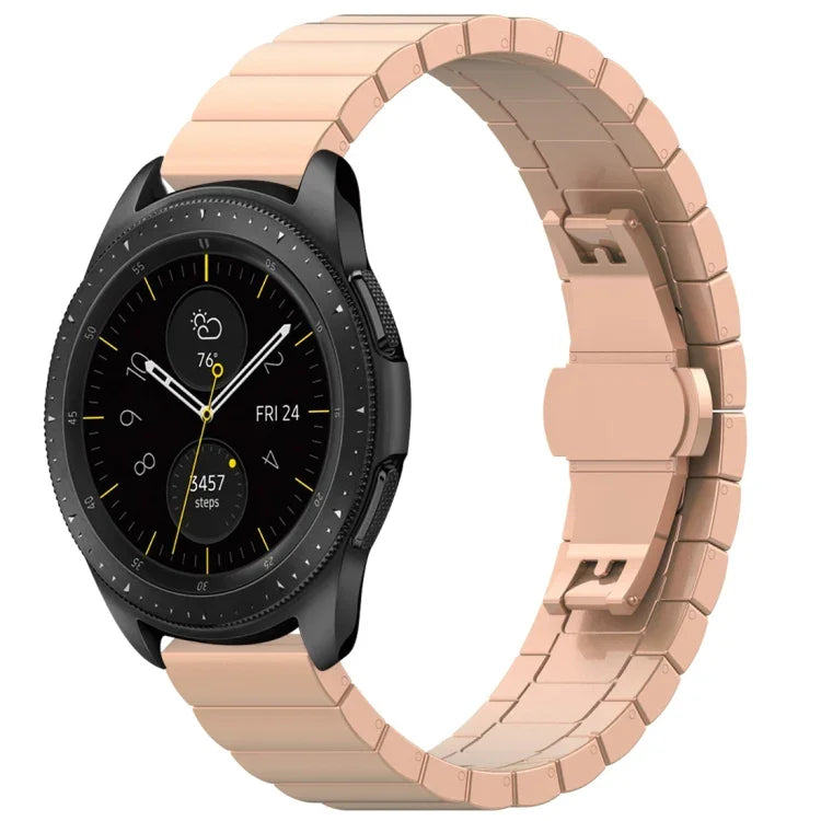 สายสแตนเลสหัวเข็มขัดรูปผีเสื้อ 46mm สำหรับ Galaxy Watch