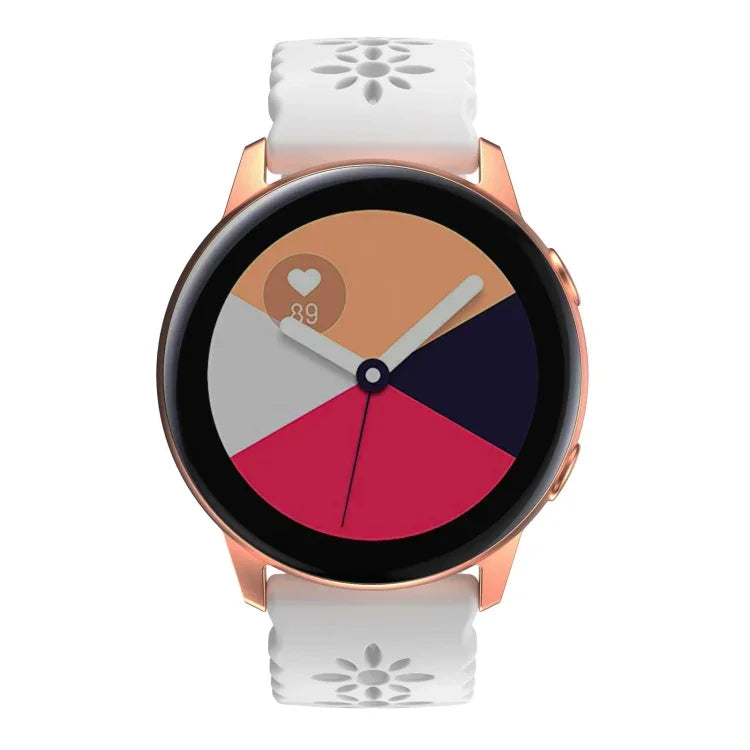 Plum Blossom Hollowed Silicone Watch Band, For Samsung Galaxy Watch4 20mm, For Huawei Watch GT 3 Pro 22mm
