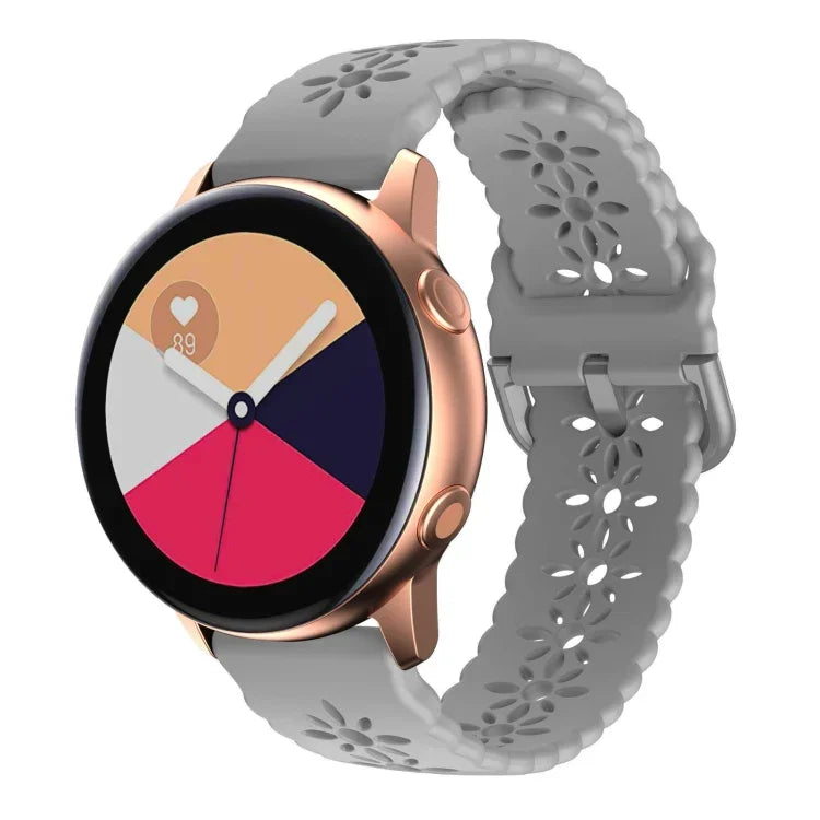 Plum Blossom Hollowed Silicone Watch Band, For Samsung Galaxy Watch4 20mm, For Huawei Watch GT 3 Pro 22mm