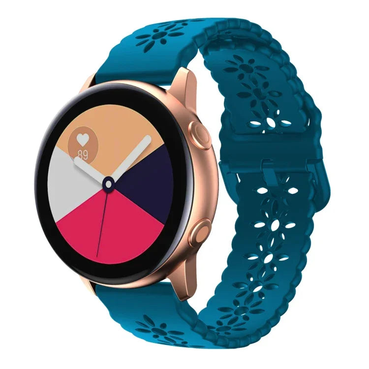 Plum Blossom Hollowed Silicone Watch Band, For Samsung Galaxy Watch4 20mm, For Huawei Watch GT 3 Pro 22mm