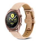 สายรัดนาฬิกาหนังแท้เย็บตะเข็บหัวเข็มขัดรูปผีเสื้อ สำหรับ Samsung Galaxy Watch4 ขนาด 20 มม. สำหรับ Huawei Watch GT 3 Pro ขนาด 22 มม.
