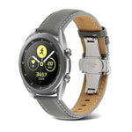 สายรัดนาฬิกาหนังแท้เย็บตะเข็บหัวเข็มขัดรูปผีเสื้อ สำหรับ Samsung Galaxy Watch4 ขนาด 20 มม. สำหรับ Huawei Watch GT 3 Pro ขนาด 22 มม.
