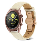 สายรัดนาฬิกาหนังแท้เย็บตะเข็บหัวเข็มขัดรูปผีเสื้อ สำหรับ Samsung Galaxy Watch4 ขนาด 20 มม. สำหรับ Huawei Watch GT 3 Pro ขนาด 22 มม.