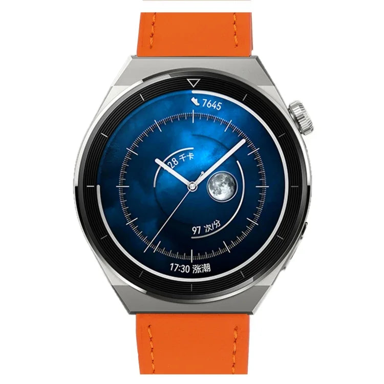 สายรัดนาฬิกาหนังแท้ทอเรียบ สำหรับ Samsung Galaxy Watch4 ขนาด 20 มม. สำหรับ Huawei Watch GT 3 Pro ขนาด 22 มม.